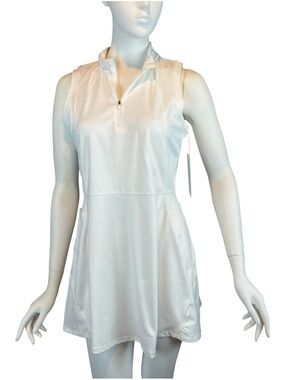 Danskin Sleeveless Golf Dress Bright White 1/4 Zip Pickleball Stretch Medium NWT